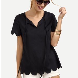 Scallop v cut blouse